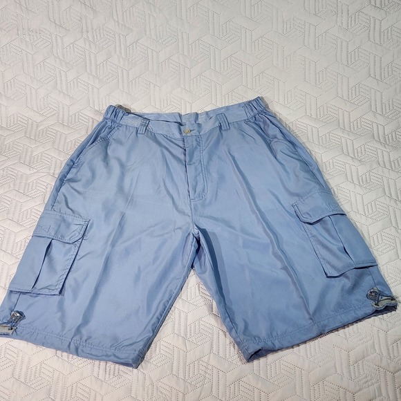 PJMark Absolute Other - PJMark Shorts Cargo Mens Vintage Baggy Y2K Blue 5 Pocket Long Length relaxed L